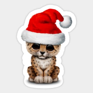 Cute Leopard Cub Wearing a Santa Hat Sticker